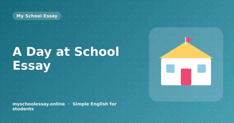 A Day at School Essay - school essay guide with icon and key points for students