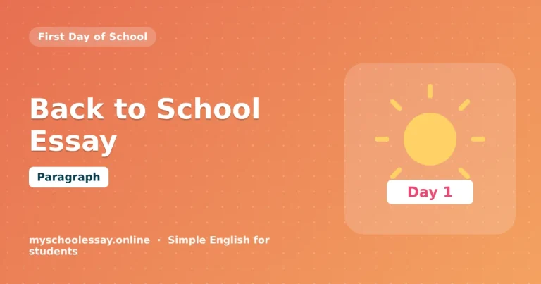 Back to School Essay: Short Paragraph and Tips - school essay guide with icon and key points for students