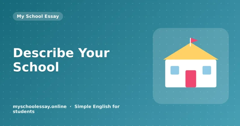 Describe Your School: Easy Answer for Students - school essay guide with icon and key points for students