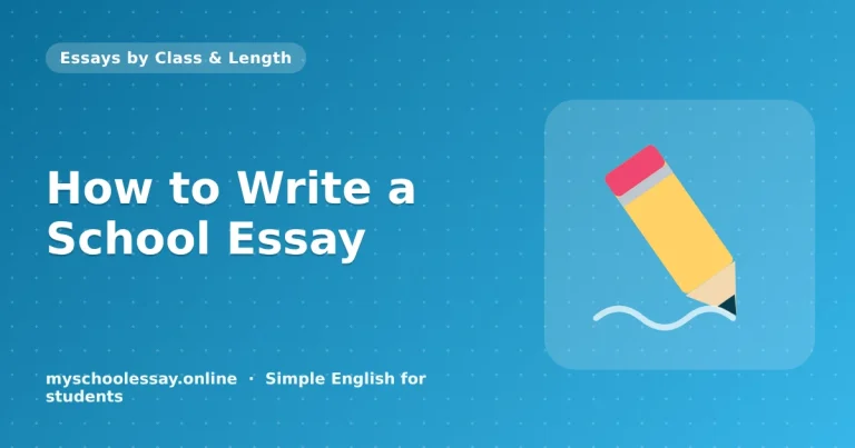 How to Write a School Essay: Easy Steps for Students - school essay guide with icon and key points for students