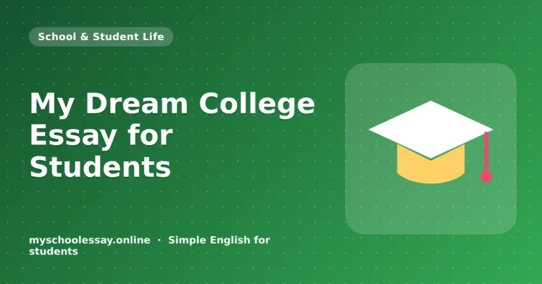 My Dream College Essay for Students - school essay guide with icon and key points for students