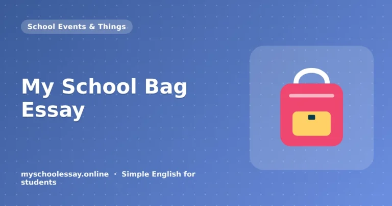 My School Bag Essay - school essay guide with icon and key points for students