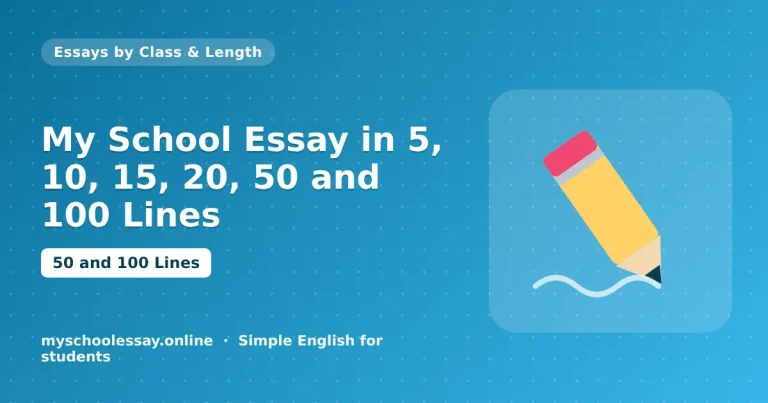 My School Essay in 5 - school essay guide with icon and key points for students