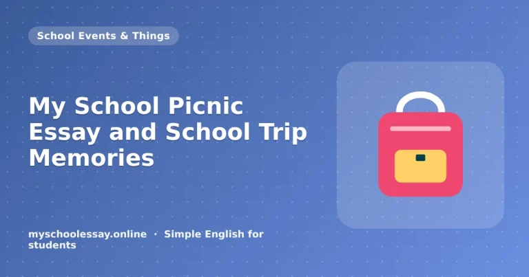My School Picnic Essay and School Trip Memories - school essay guide with icon and key points for students