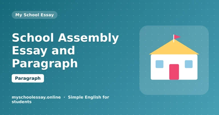 School Assembly Essay and Paragraph: Morning Assembly Steps - school essay guide with icon and key points for students