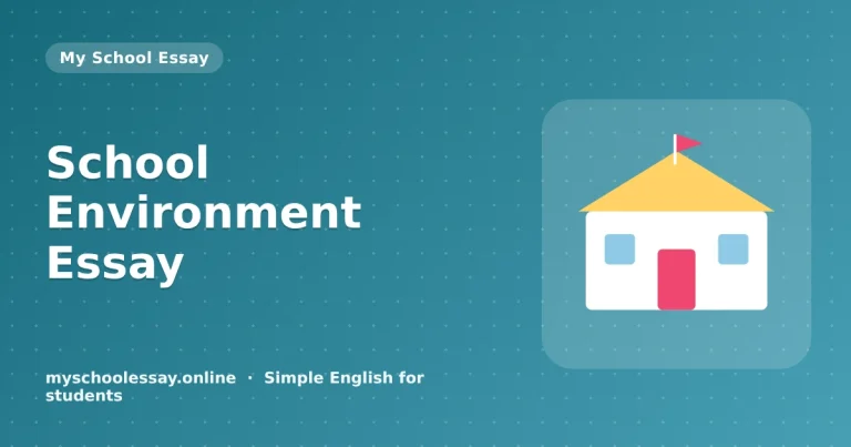 School Environment Essay: Clean and Green School - school essay guide with icon and key points for students