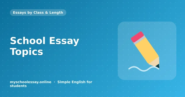 School Essay Topics: 60 Ideas for Students - school essay guide with icon and key points for students