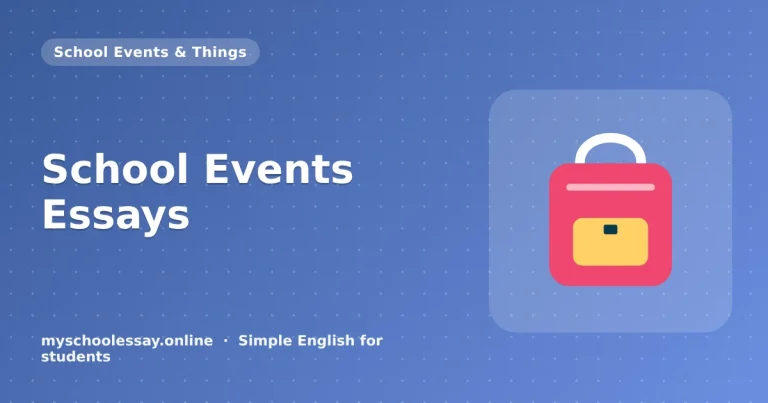 School Events Essays - school essay guide with icon and key points for students