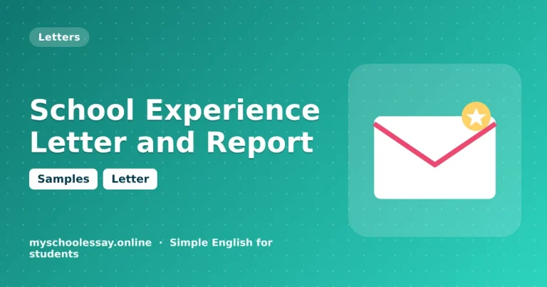 School Experience Letter and Report: Samples for Students - school essay guide with icon and key points for students