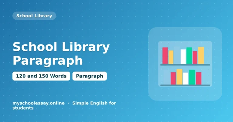 School Library Paragraph: 120 and 150 Words and Functions - school essay guide with icon and key points for students