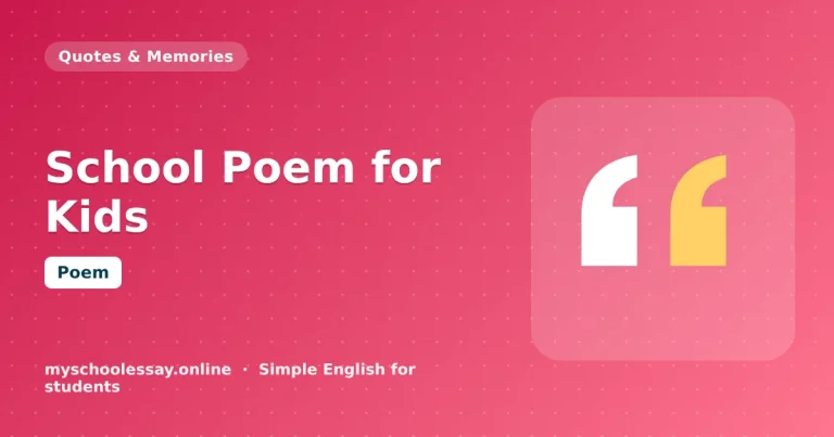 School Poem for Kids: My Happy School - school essay guide with icon and key points for students