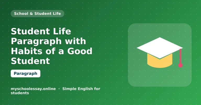 Student Life Paragraph with Habits of a Good Student - school essay guide with icon and key points for students