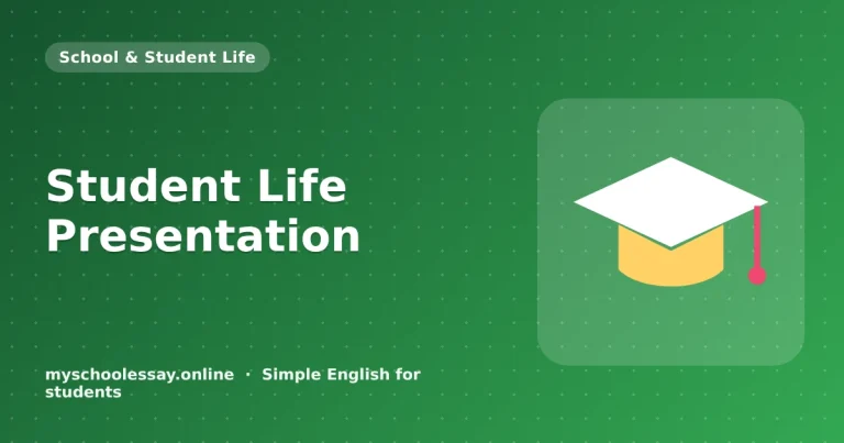 Student Life Presentation: Slide Ideas and Notes - school essay guide with icon and key points for students