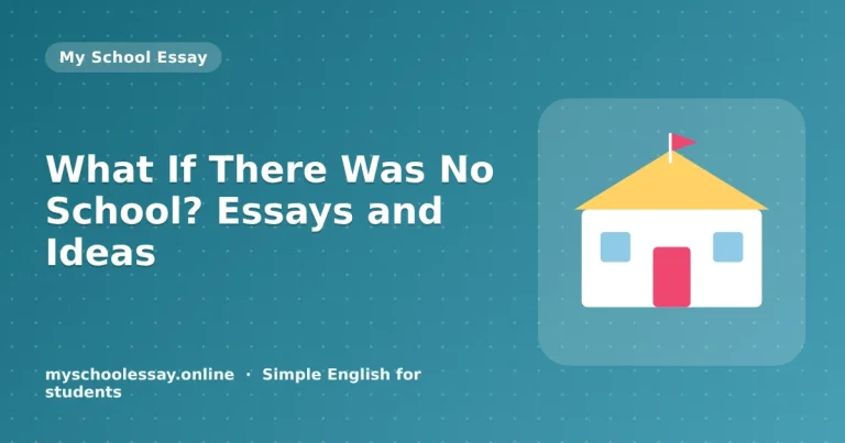What If There Was No School? Essays and Ideas - school essay guide with icon and key points for students